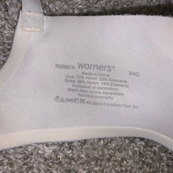 Warners Cream Floral Nylon Padded bra size 34C - Picture 9 of 9